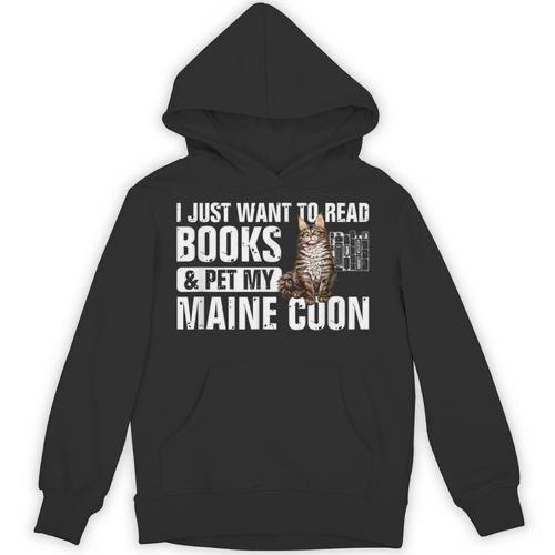 Read Books Pet My Maine Coon Bookworm Cat Lover For Men Women Kids Unisex Hoodie - Bookorys AU