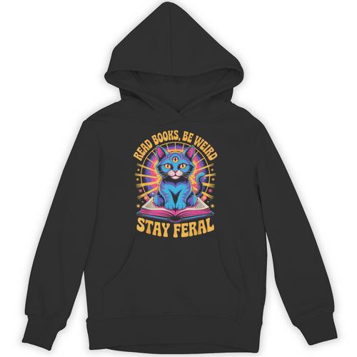 Read Books Be Weird Stay Feral Cat Groovy Unisex Hoodie - Bookorys AU