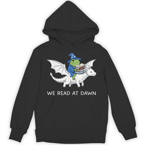 We Read At Dawn Bookish Frog Wizard Reading Unisex Hoodie - Bookorys