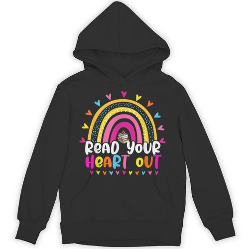 Read Your Heart Out Rainbow Teacher Reading Book Lover Men Women Girls Kids Unisex Hoodie - Bookorys CA