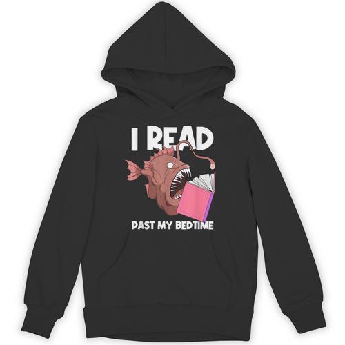 I Read Past My Bed Time Librarian Book Reading Anglerfish Unisex Hoodie - Bookorys CA