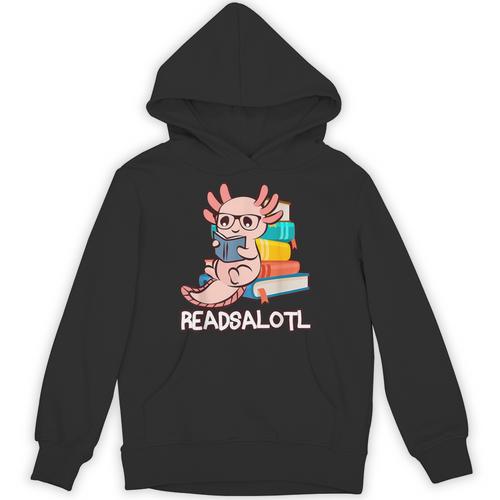Readalotl a Kawaii Axolotl Reading a Book As Readsalotl Unisex Hoodie - Bookorys CA