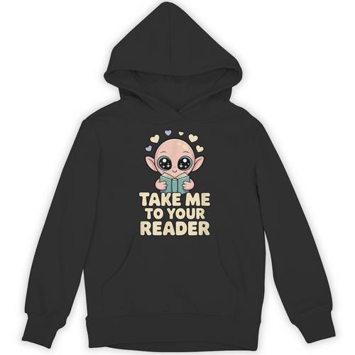 Take Me To Your Reader Cute Kawaii Alien Book Lover Pun Unisex Hoodie - Bookorys