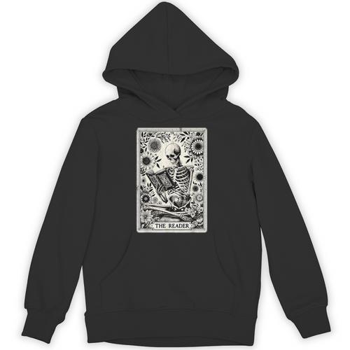 The Reader Skeleton Book Lover Tarot Card Reading Book Unisex Hoodie - Bookorys