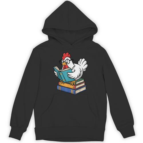 Reading Chicken Bookworm Cute Chicken With Glasses Books Unisex Hoodie - Bookorys DE