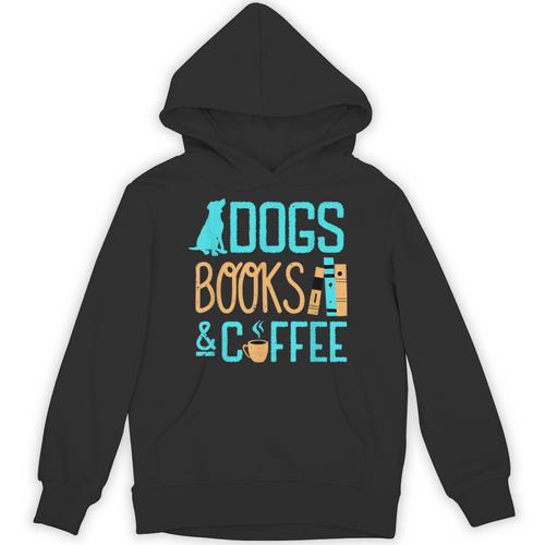 Reading Dogs And Coffee Book Nerd Dog Lover Coffeeholic Unisex Hoodie - Bookorys