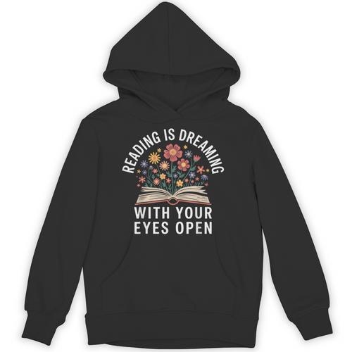 Reading Is Dreaming With Your Eyes Open Book Lover Relaxed Unisex Hoodie - Bookorys
