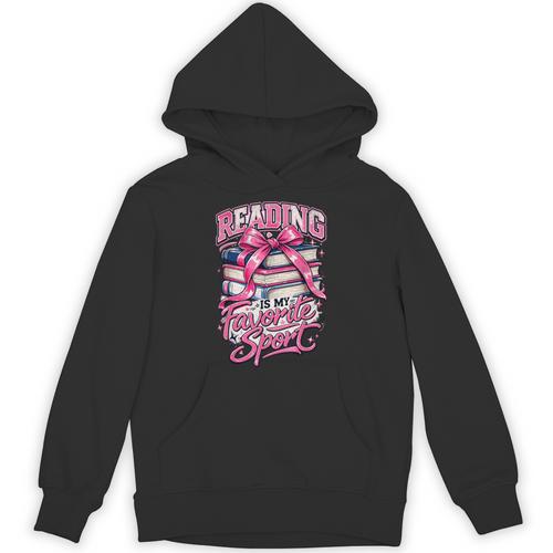 Reading Is My Favorite Sport Pink Bow Coquette Book Lover Unisex Hoodie - Bookorys AU