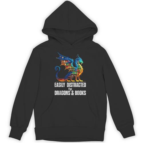Reading Lover Easily Distracted By Dragons And Books Dragon Unisex Hoodie - Bookorys