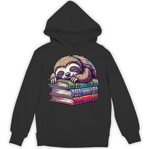 Reading Muffler Sloth On Stack Of Books Unisex Hoodie - Bookorys