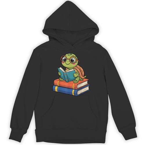 Reading Turtle Bookworm Cute Turtle With Glasses Books Unisex Hoodie - Bookorys