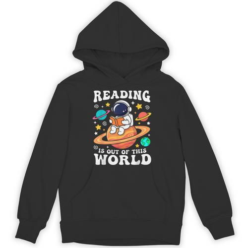 Reading Is Out Of This World Space Books Lover Kids Unisex Hoodie - Bookorys AU