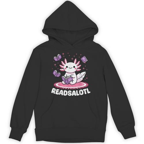 Readsalotl Axolotl Kawaii Anime Book Lover Reading Unisex Hoodie - Bookorys DE