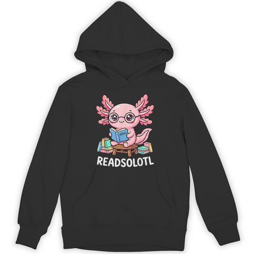 Readsolotl Axolotl Read Books Reading Book Lover Kids Unisex Hoodie - Bookorys