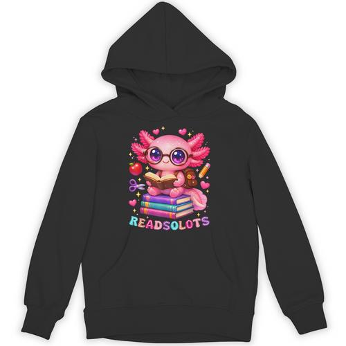 Readsolotl Axolotl Reading Book Lover Teacher Kids Unisex Hoodie - Bookorys
