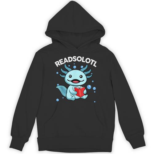 Readsolotl Cute Axolotl Read Book Ambystoma Mexicanum Kids Unisex Hoodie - Bookorys CA