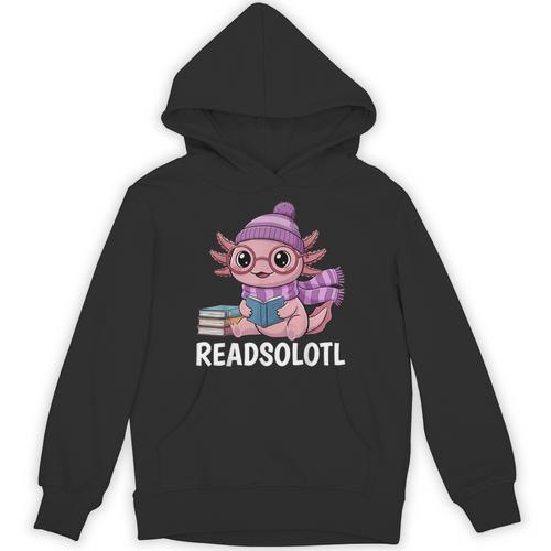 Readsolotl Cute Pink Kawaii Axolotl Reading Book Lover Unisex Hoodie - Bookorys CA