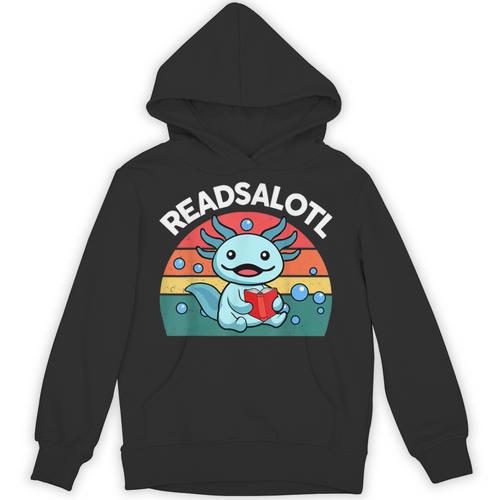 Readsolotl Read Book Axolotl Shirt Salamander Boys Girl Kids Unisex Hoodie - Bookorys CA