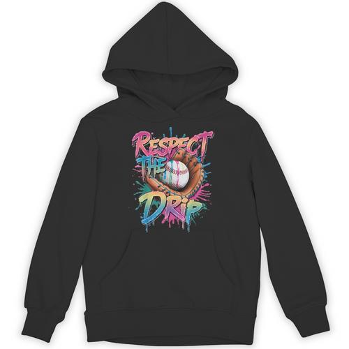 Respect The Drip Baseball Drip Glove Youth Boys Girls Player Unisex Hoodie - Sportilla