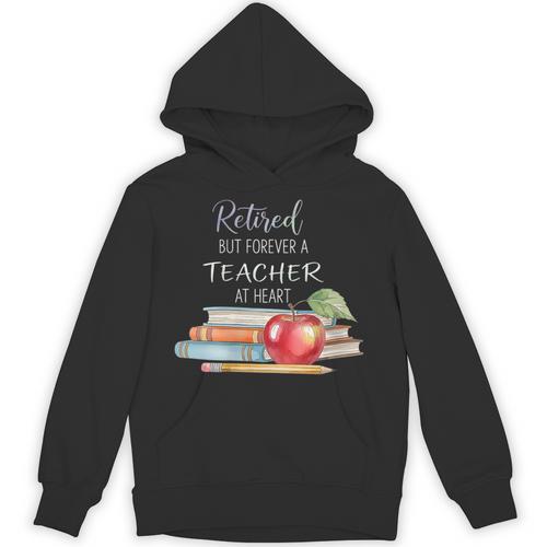 Retired But Forever A Teacher At Heart Vintage Books & Apple Unisex Hoodie - Bookorys CA