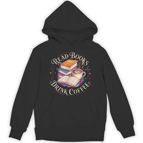 Retro Book Lover Coffee Drinking Reading Librarian Readers Unisex Hoodie - Bookorys