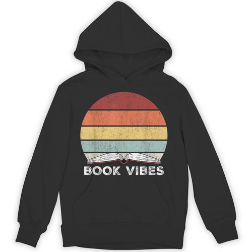 Retro Book Vibes Rainbow For Reading Lovers Vintage Unisex Hoodie - Bookorys