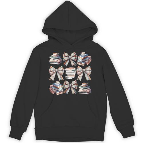 Retro Coquette Bows Book Coffee Bookworm Librarian Book Nerd Unisex Hoodie - Bookorys DE