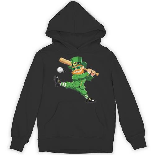 Retro Leprechaun Baseball St Patricks Day Sport Men Boy Kids Unisex Hoodie - Sportilla