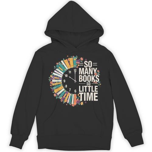 Retro So Many Books Little Time Book Clock Reading Unisex Hoodie - Bookorys
