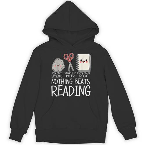 Rock Paper Scissors Nothing Beats Reading Book Lover Humor Unisex Hoodie - Bookorys