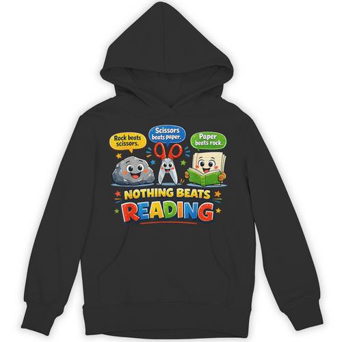 Rock Paper Scissors Nothing Beats Reading Book Lovers Unisex Hoodie - Bookorys