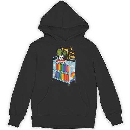 This Is How I Roll Rainbow Book Cart Queer Bookish Unisex Hoodie - Bookorys