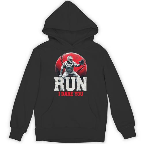 Run I Dare You Baseball Ball Player Catcher Coach Tee Unisex Hoodie - Sportilla