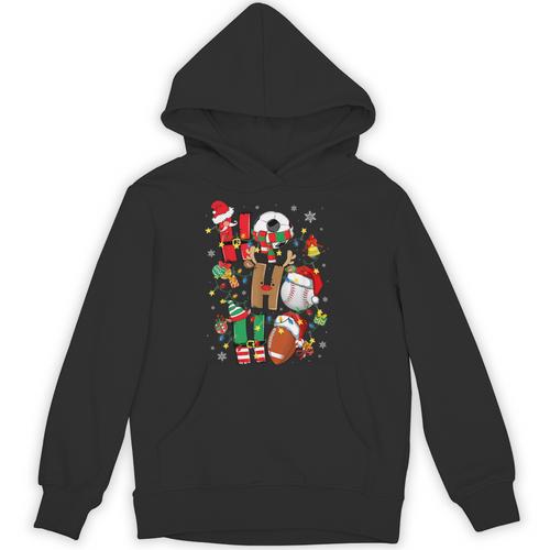 Santa Baseball Football Soccer Pajamas Ho Ho Christmas Xmas Unisex Hoodie - Sportilla