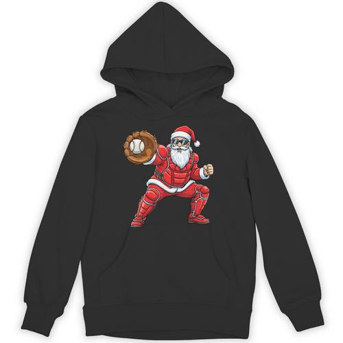 Santa Playing Baseball Baseball Lover Baseballer Xmas Unisex Hoodie - Sportilla