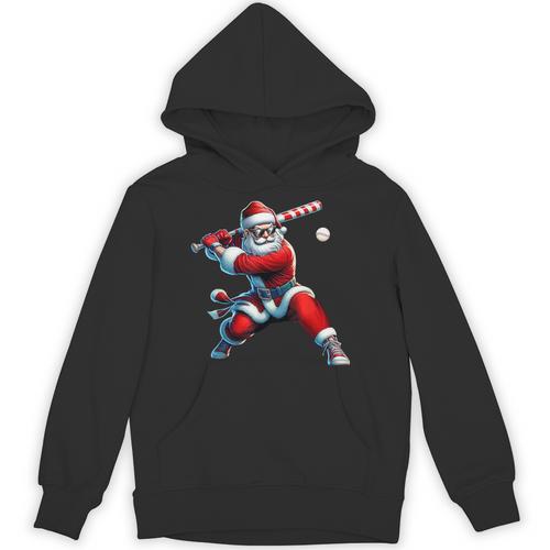 Santa Playing Baseball Men Boys Christmas Baseball Player Unisex Hoodie - Sportilla