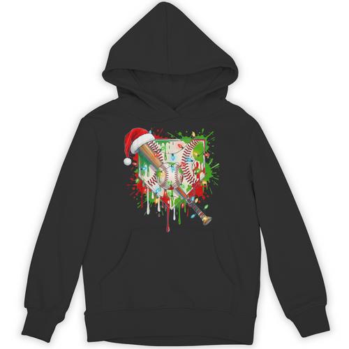 Santa Sports Ice Baseball Christmas Xmas Pajama Kid Men Boys Unisex Hoodie - Sportilla
