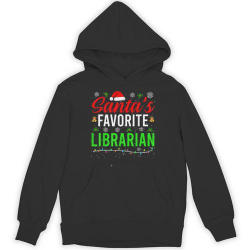 Santa's Favorite Librarian Cute Book Lover Christmas Unisex Hoodie - Bookorys