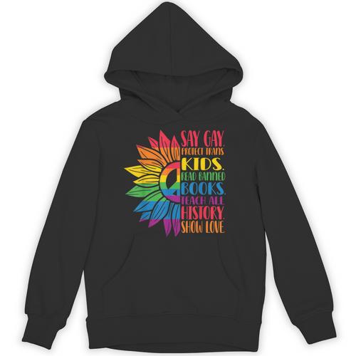 Say Gay Protect Trans Kids Read Banned Books Pride Month Unisex Hoodie - Bookorys CA
