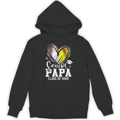 Senior Papa Class Of 2026 Baseball Softball Graduation Heart Unisex Hoodie - Sportilla