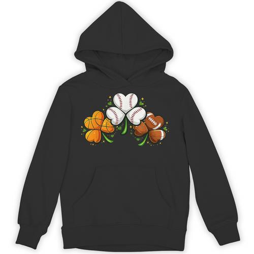 Shamrock Baseball Basketball Football St Patricks Day Unisex Hoodie - Sportilla