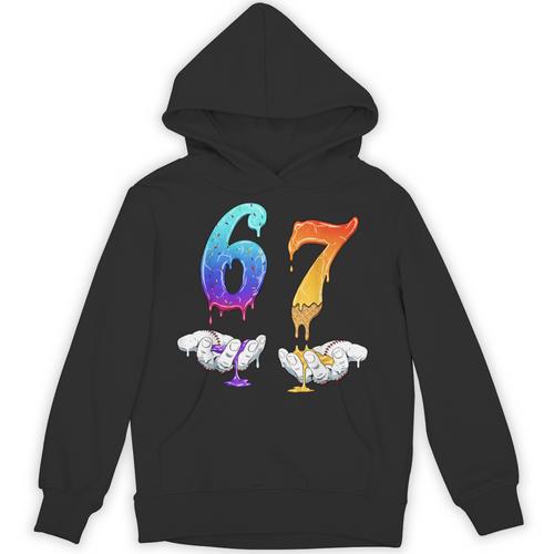 Six Seven Ice Cream Drip Cool Meme 67 Number Baseball Unisex Hoodie - Sportilla