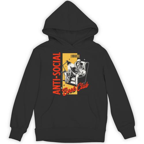 Skeleton Reads a Book Anti Social Book Club Unisex Hoodie - Bookorys UK