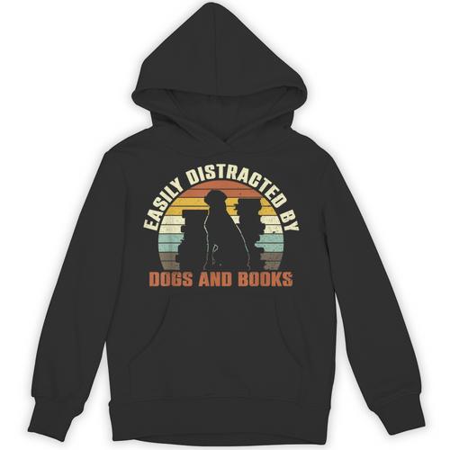 Slightly Distracted From Dogs And Books Retro Vintage Unisex Hoodie - Bookorys CA