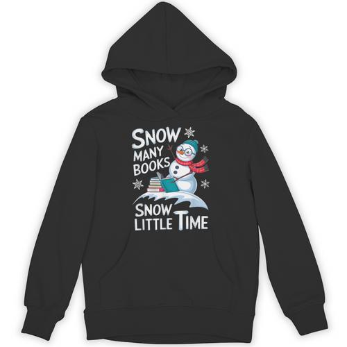 Snow Many Books Snow Little Time Bookworm Snowman Reading Unisex Hoodie - Bookorys DE
