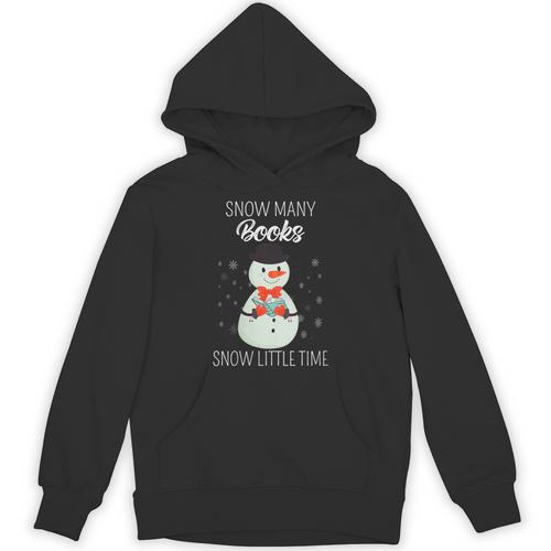 Snow Many Books Snow Little Time Christmas Bookworm Snowman Unisex Hoodie - Bookorys DE