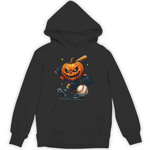 Spooky Halloween Scary Pumpkin Baseball Player Witchy Vibes Unisex Hoodie - Sportilla