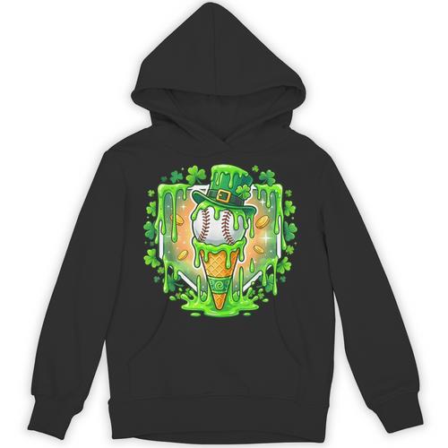 St Patrick Day Baseball Drip Ice Cream Baseball Home Plate Unisex Hoodie - Sportilla