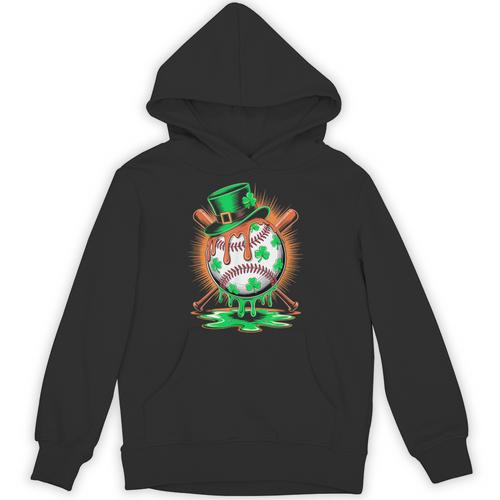 St Patrick Day Baseball Drip Ice Cream Kids Boys Men Unisex Hoodie - Sportilla