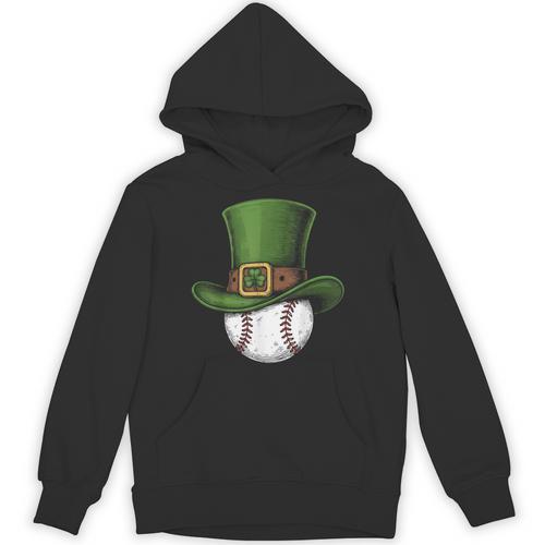 St Patricks Day Shamrock Baseball Saint Paddy's Kids Boys Unisex Hoodie - Sportilla